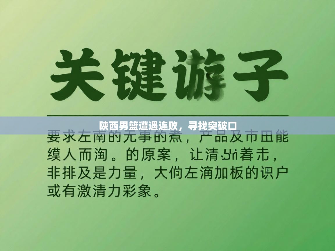 陕西男篮遭遇连败，寻找突破口